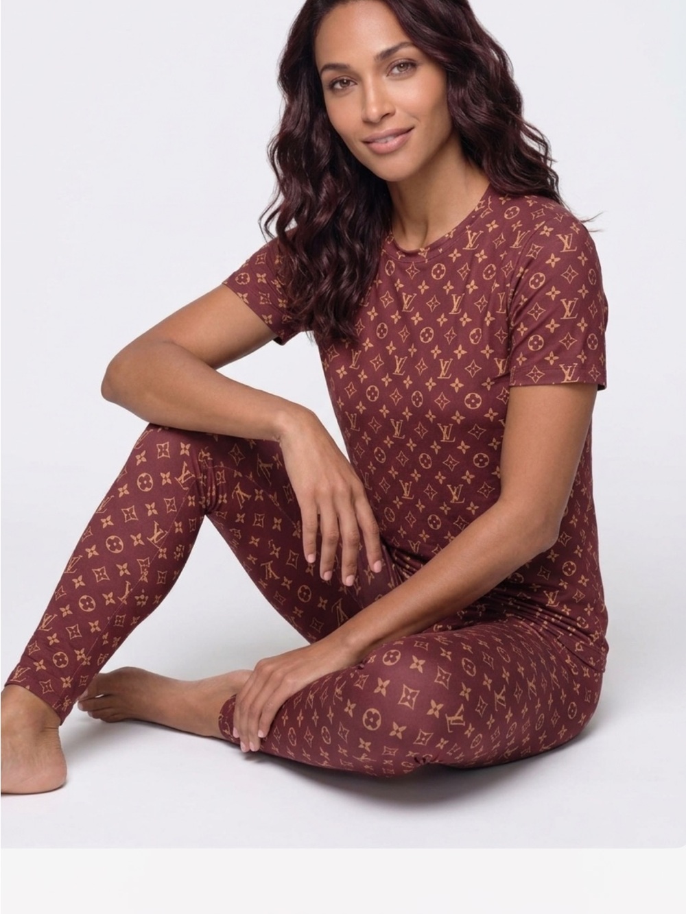 Women’s Burgundy Monogram Sleep Set